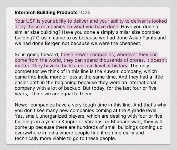 Management commentary on USP and competitive advantage
